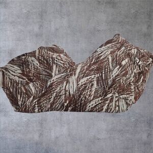 Democracy Neutral Brown‎ & Tan Palm Print Flowy Wide Leg Capri Pants Size 10 J68